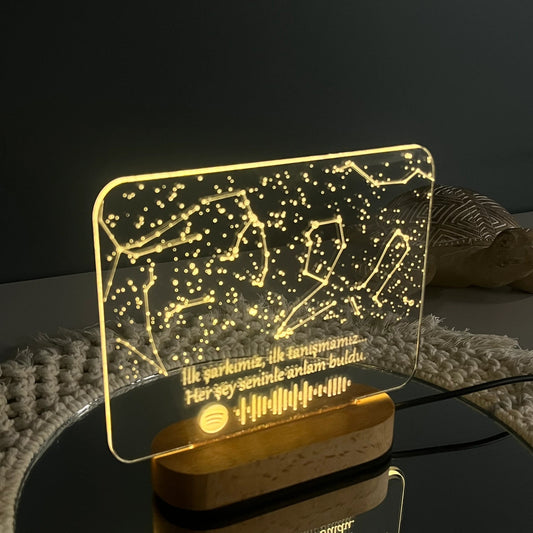 Star Map and Spotify Code Night Light detail